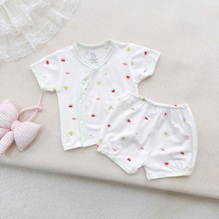 Bộ sơ sinh cộc tay khuy chéo phối tay cộc hè chất liệu thun cotton co giãn thoáng mát mềm mịn cao cấp cho bé 3-9kg