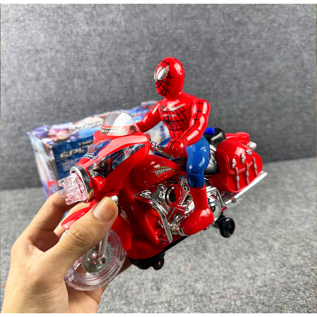 Xe Mô Tô Người Nhện Spider Man Có Đèn Nhạc Chạy Pin | Đồ Chơi Siêu Anh Hùng Cho Bé