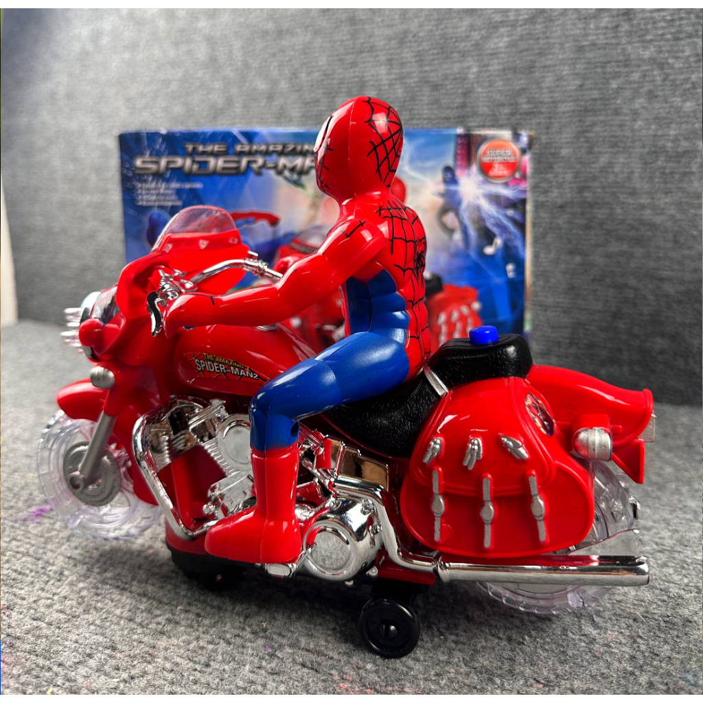 Xe Mô Tô Người Nhện Spider Man Có Đèn Nhạc Chạy Pin | Đồ Chơi Siêu Anh Hùng Cho Bé