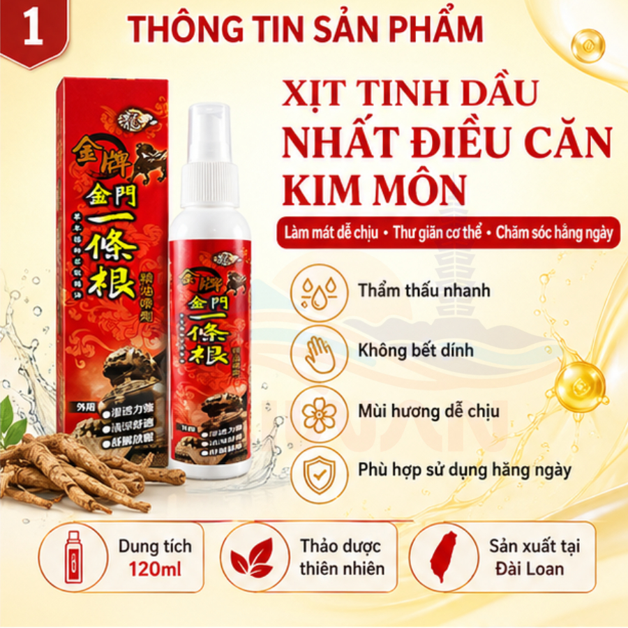 Chai xịt tinh dầu giảm nhức mỏi NHẤT ĐIỀU CĂN - Đài Loan 120 ML/ Chai