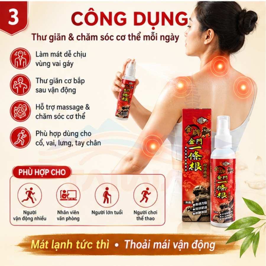 Chai xịt tinh dầu giảm nhức mỏi NHẤT ĐIỀU CĂN - Đài Loan 120 ML/ Chai