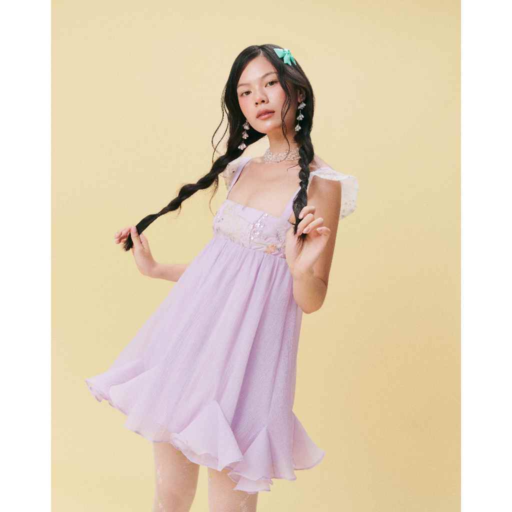 [Wabitales] Lilac Dress - Đầm voan tím lilac đính kim sa tiểu thư fairycore