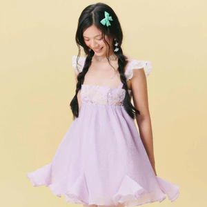 Lilac Dress - Đầm voan tím lilac đính kim sa tiểu thư fairycore