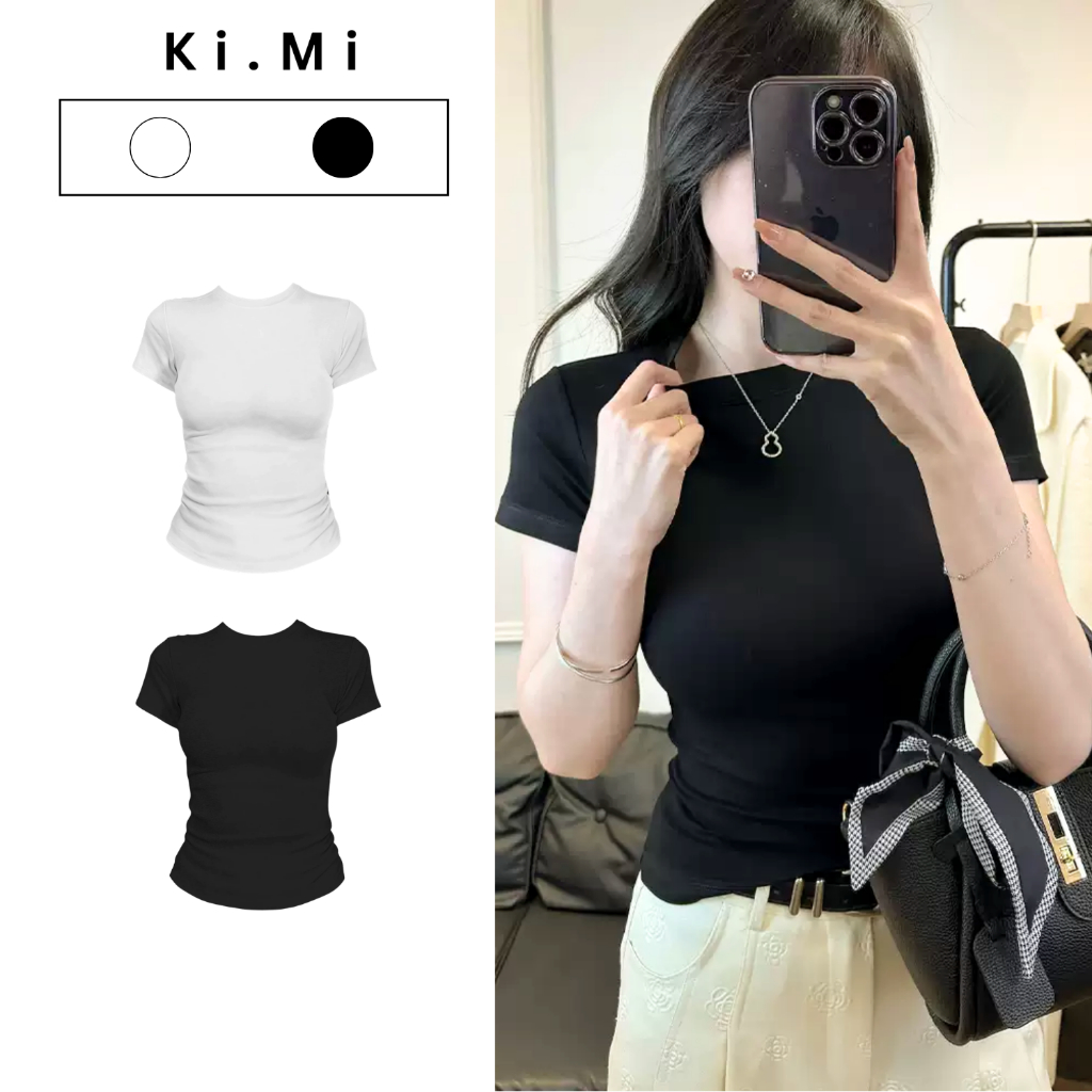 Áo Thun Nữ Dáng Ôm Body Cổ Tròn Tay Ngắn Tôn Đường Cong, Chất Cotton 4 Chiều Mịn Mềm Mại Thoáng Mát