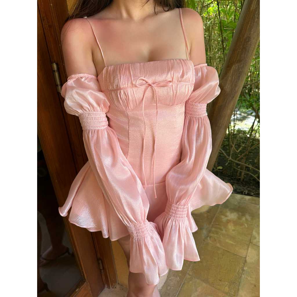 [Wabitales] Poppy Dress - Đầm voan hồng dáng xoè nữ tính mặc đi chơi