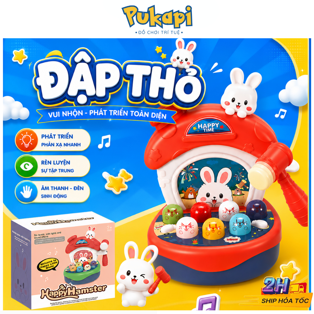 Đồ Chơi Đập Chuột Có Đàn Đèn Vui Nhộn Đồ Chơi Đập Thỏ Đập Bò Giúp Bé Phát Triển Toàn Diên - Đồ Chơi Cho Bé PUKAPI