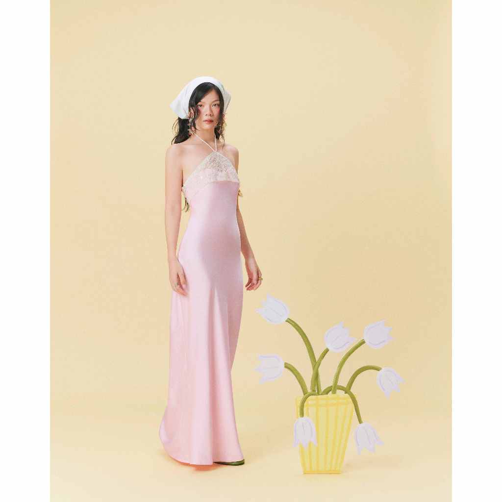 [Wabitales] Blair Dress - Đầm lụa phối ren đan dây lưng quyến rũ dáng dài mặc tiệc, hẹn hò, resort du lịch