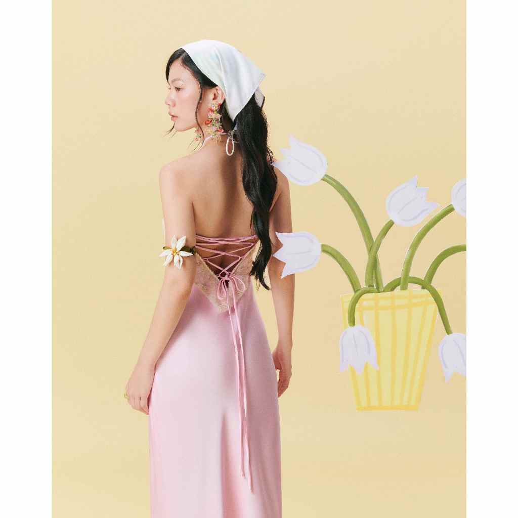 [Wabitales] Blair Dress - Đầm lụa phối ren đan dây lưng quyến rũ dáng dài mặc tiệc, hẹn hò, resort du lịch