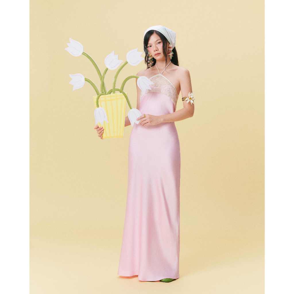 [Wabitales] Blair Dress - Đầm lụa phối ren đan dây lưng quyến rũ dáng dài mặc tiệc, hẹn hò, resort du lịch