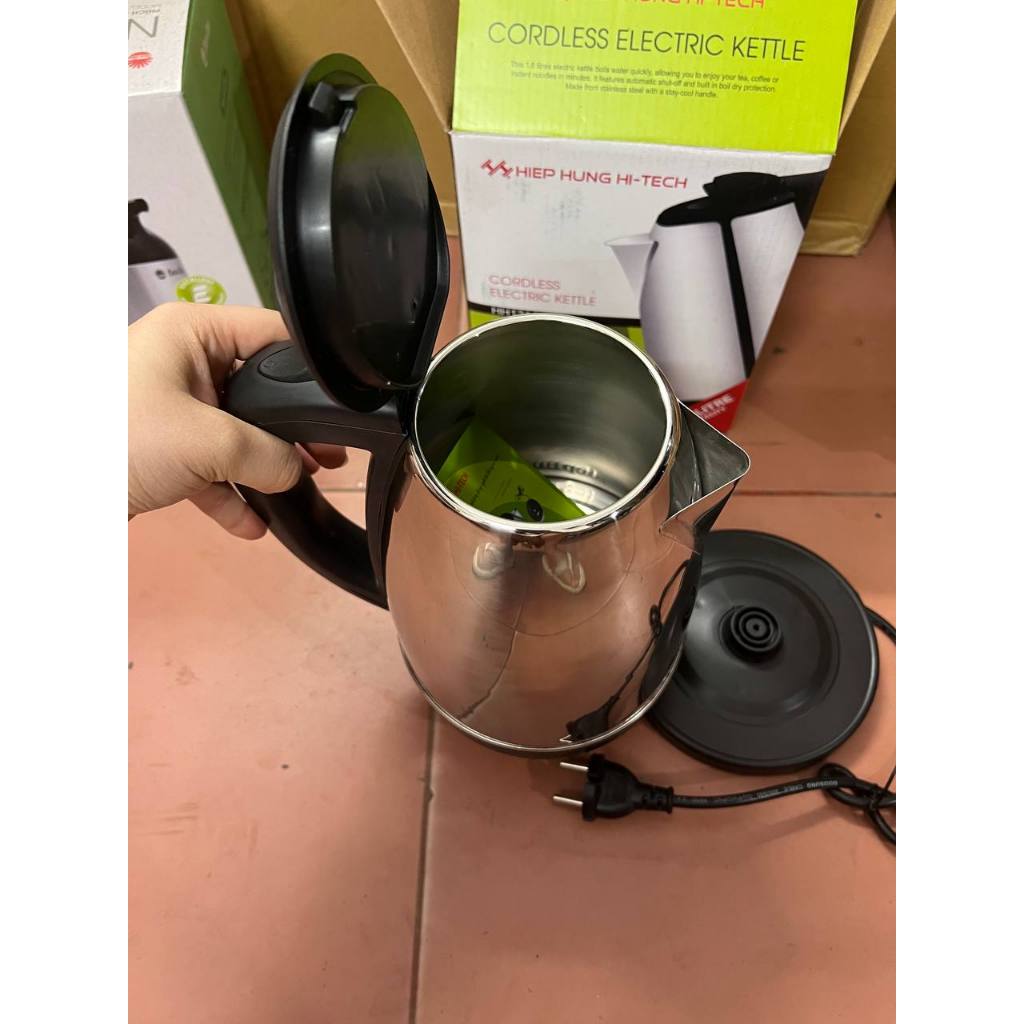 Ấm siêu tốc, ấm đun nước siêu tốc Hiệp Hưng inox 1.8L tự ngắt an toàn đun sôi nhanh