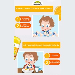 Kẹo Dẻo Nature's Way Kids Smart Vita Gummies Vitamin C + Zinc Giúp Bé Ăn Ngon, Giảm Ốm Vặt (60 Viên)