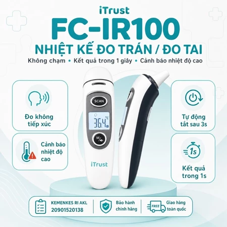 Nhiệt kế hồng ngoại iTRUST IR100, 2 chức năng đo trán, đo tai, bảo hành chính hãng 5năm