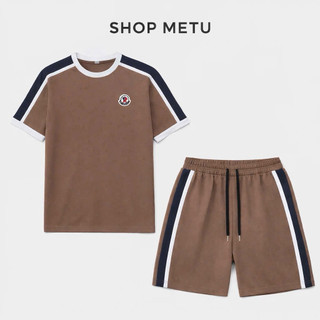 [Mở Bán] Bộ Đồ Nam Nữ Cổ Tròn Phối Pha Tay Nhẹ Nhàng , Chất Liệu Cá Sấu Poly Thoáng Mát Mềm Mịn , Phù Hợp 4 Mùa