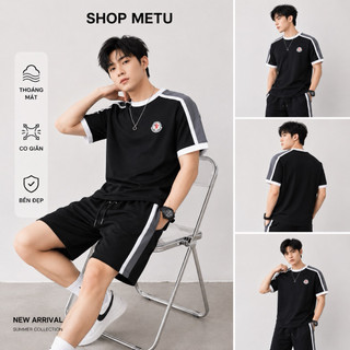 [Mở Bán] Bộ Đồ Nam Nữ Cổ Tròn Phối Pha Tay Nhẹ Nhàng , Chất Liệu Cá Sấu Poly Thoáng Mát Mềm Mịn , Phù Hợp 4 Mùa