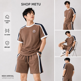 [Mở Bán] Bộ Đồ Nam Nữ Cổ Tròn Phối Pha Tay Nhẹ Nhàng , Chất Liệu Cá Sấu Poly Thoáng Mát Mềm Mịn , Phù Hợp 4 Mùa