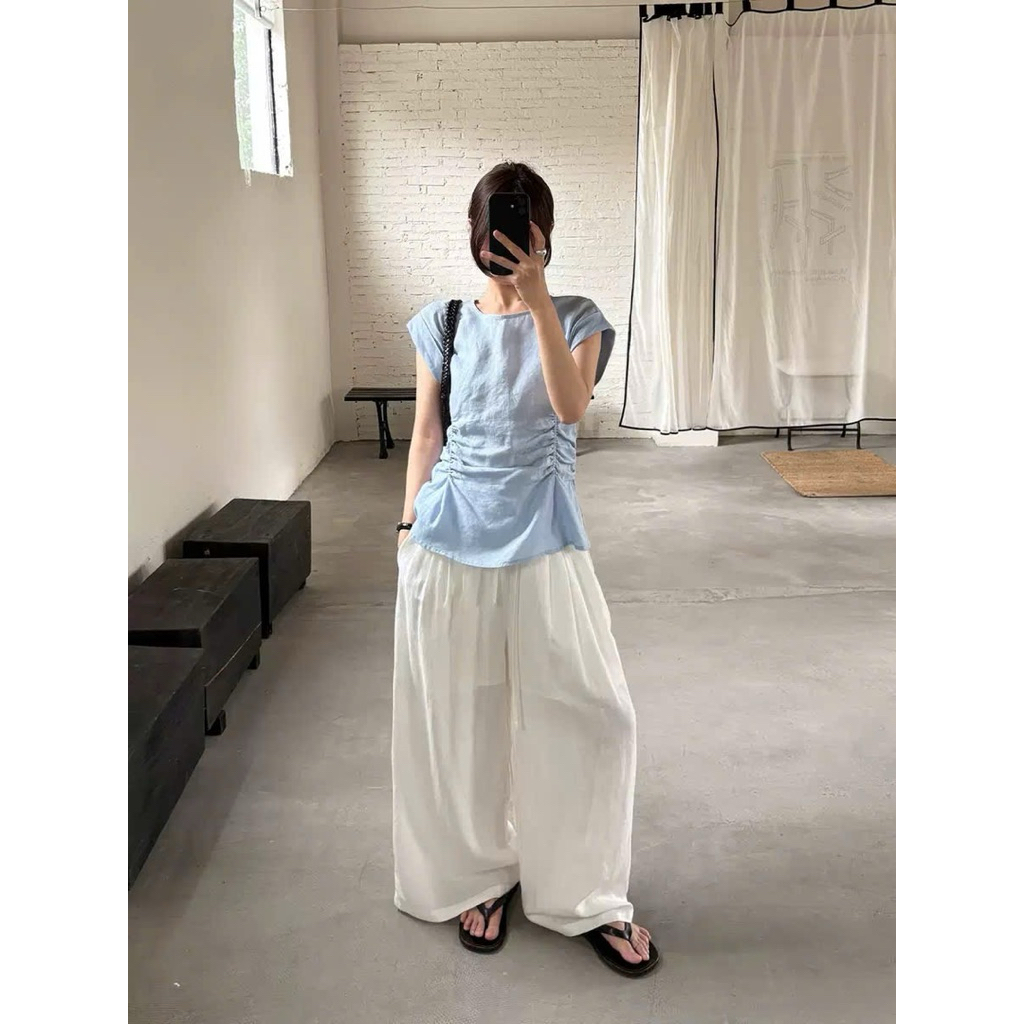 Áo cộc xanh nhún eo Onni st