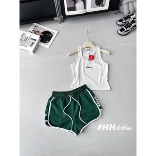 Sét thể thao áo mềm kèm quần sooc cạp chun viền