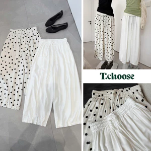 Quần đũi trơn chấm bi rút dây ống rộng 1857 TCHOOSE