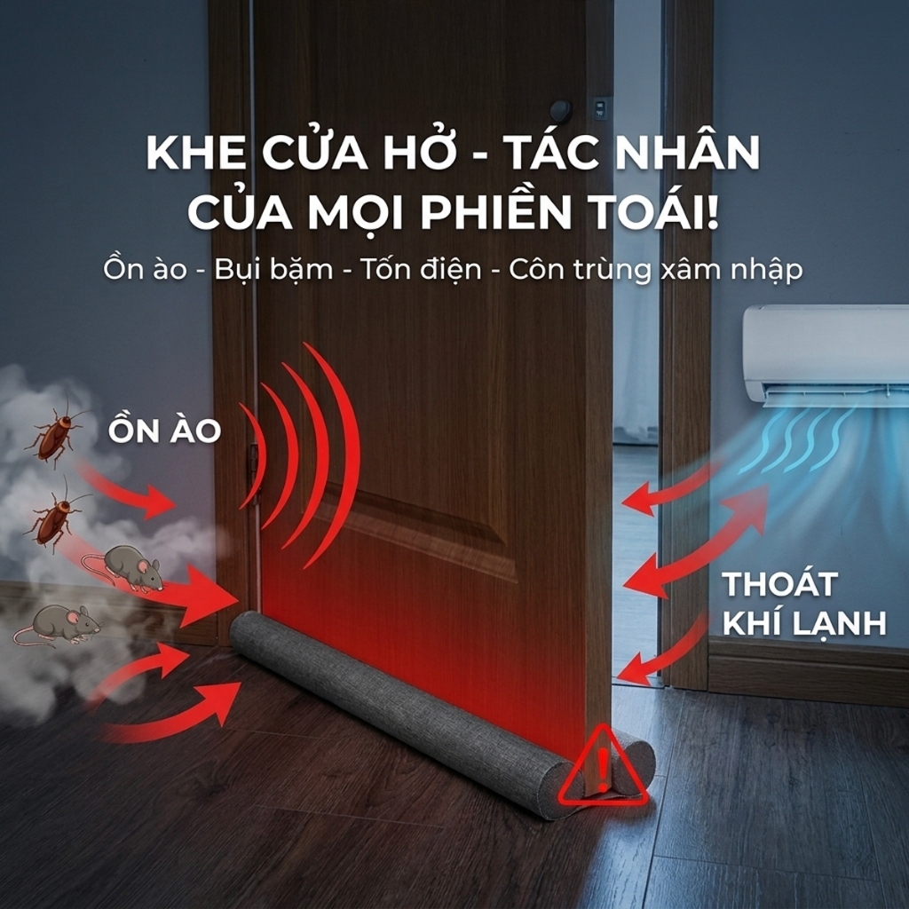 Thanh Xốp Chặn Khe Cửa [ 4 màu ] Đa Năng Ngăn Côn Trùng, Chống Bụi,Giữ Lạnh Điều Hòa 95cm
