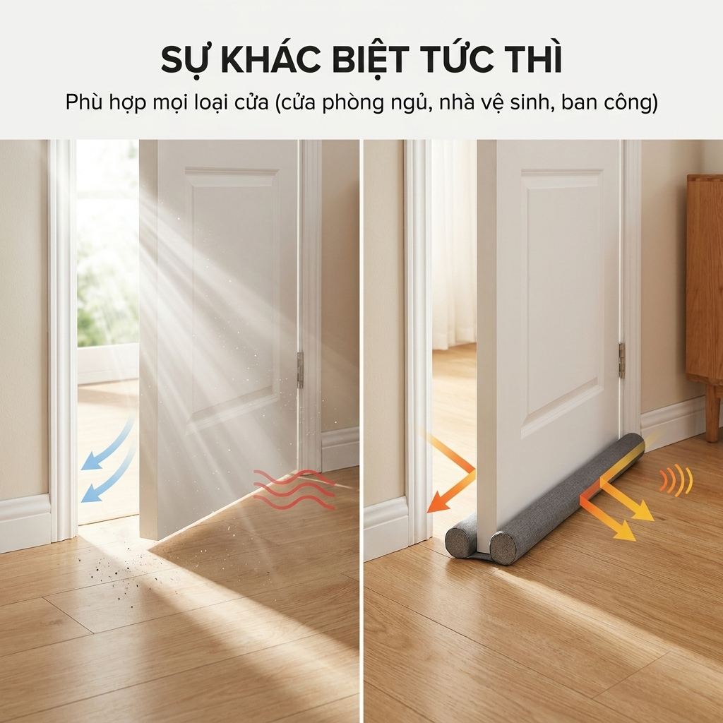 Thanh Xốp Chặn Khe Cửa [ 4 màu ] Đa Năng Ngăn Côn Trùng, Chống Bụi,Giữ Lạnh Điều Hòa 95cm
