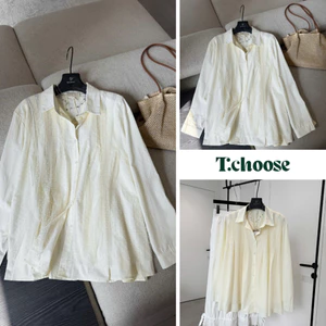 Áo sơ mi 2 lớp voan chấm bi vàng mơ 9698 TCHOOSE