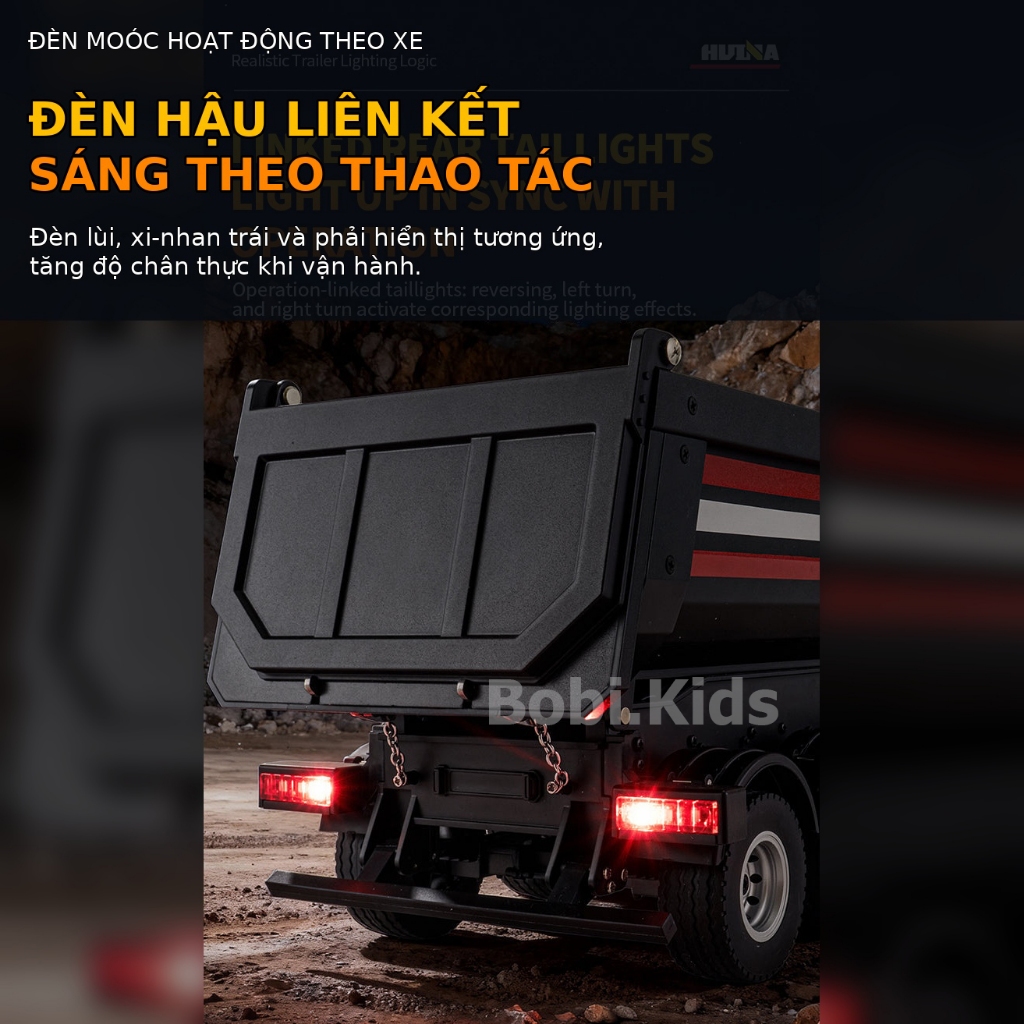 Mô Hình Xe Rơ Móc Kéo Ben Huina 1509 Tỷ Lệ 1:18 - Xe Tải Thùng Ben Đổ Vật Liệu Điều Khiển Từ Xa Cao Cấp Cho Huina 1501