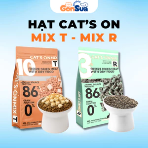 Hạt Cat's On Mix R & Mix T Cho Mèo Topping Gà Viên, Phủ Ruốc Gà, Tiêu Búi Lông, Cân Bằng Hệ Tiêu Hoá