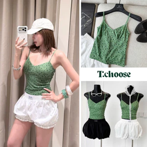 Áo 2 dây hoa nhỉ xanh lá 271 TCHOOSE