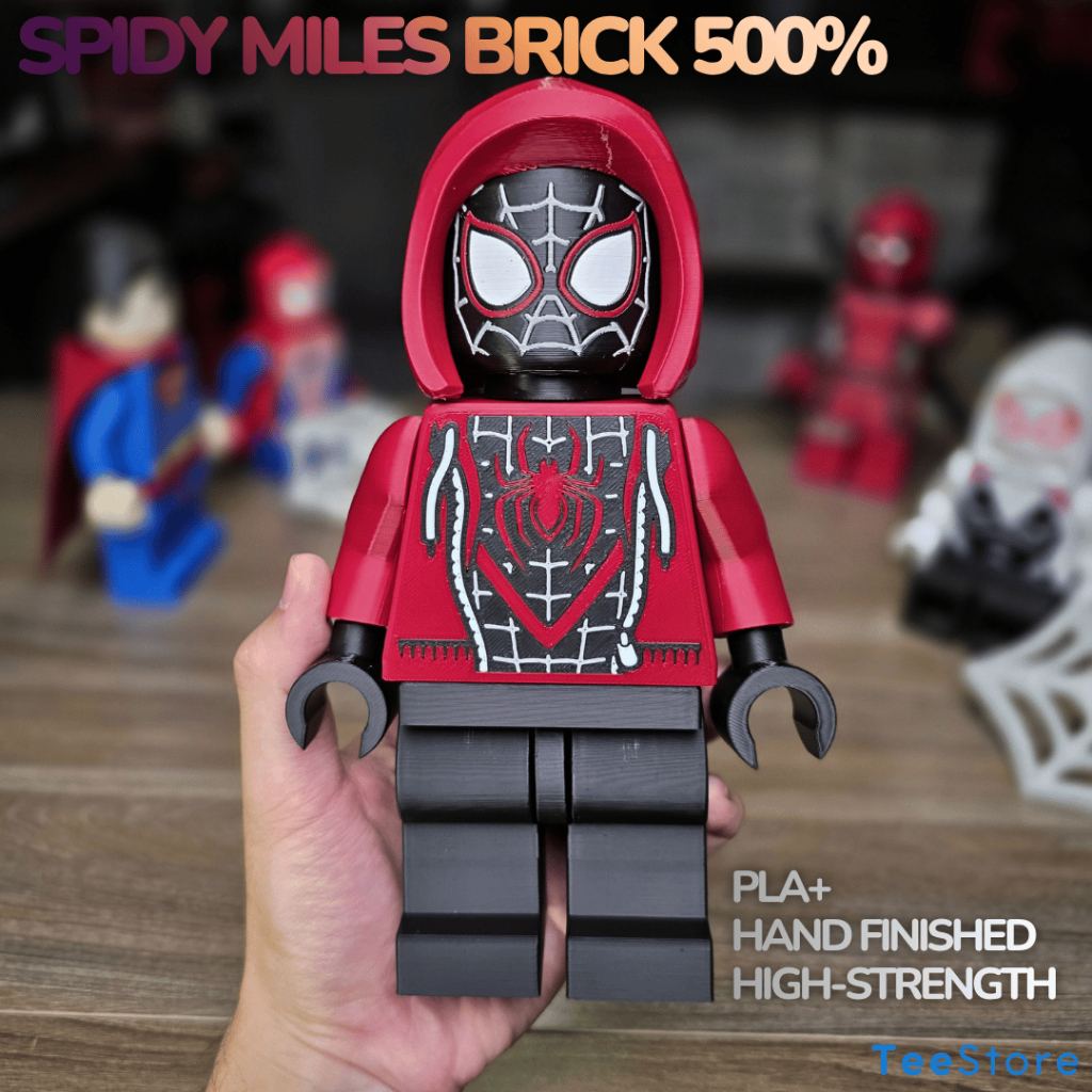 [500%] Mô Hình Brick Spidy Miles 22cm | Spider-Verse | Mega Figure 500% PLA+ Decor | MaVồ Collection