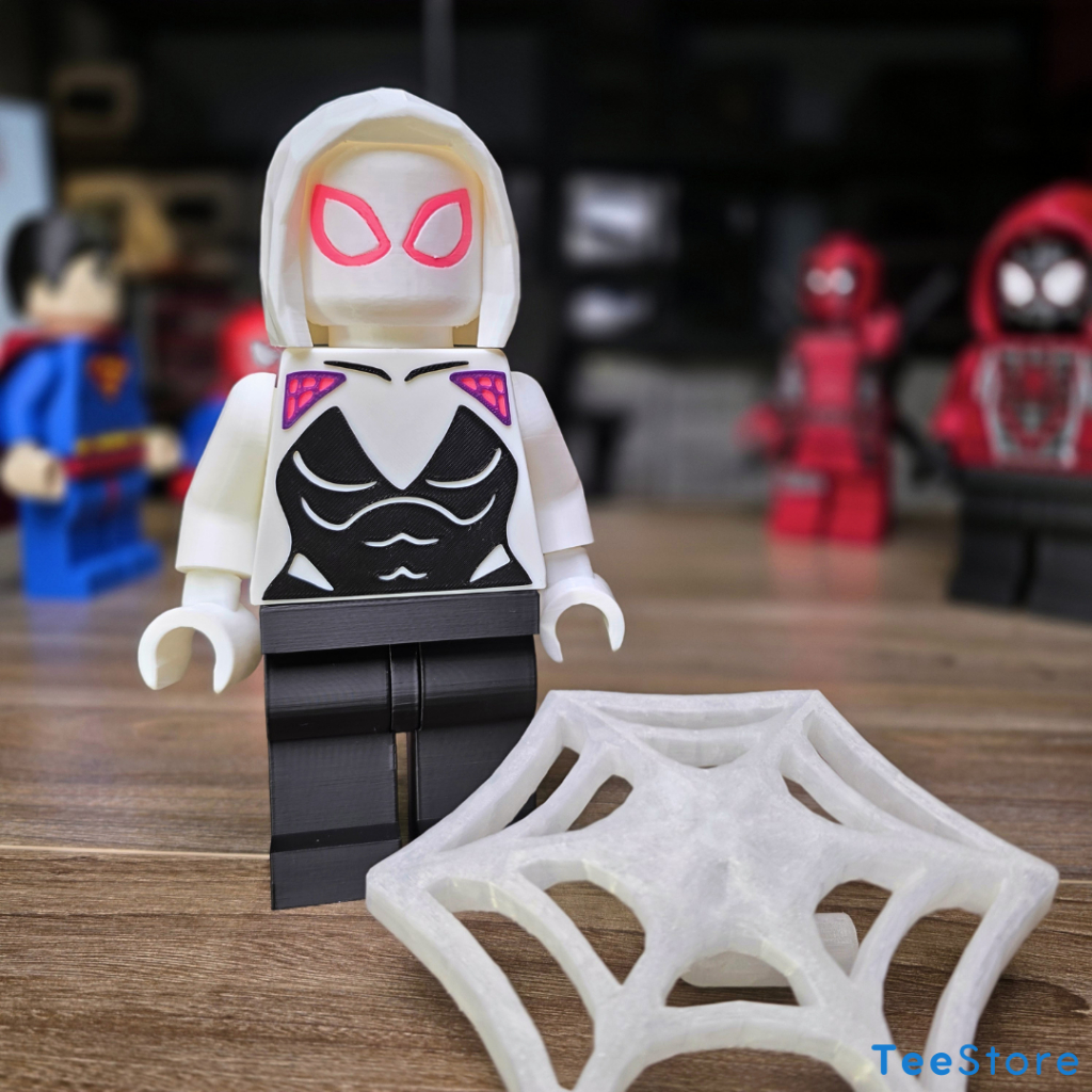 [500%] Mô Hình Brick Spidy Gwen 22cm | Spider-Verse | Mega Figure 500% PLA+ Decor | Ma Vồ Collection