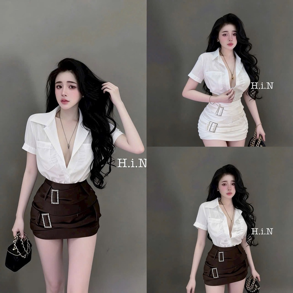 set sơ mi mix cv vạt lệch New