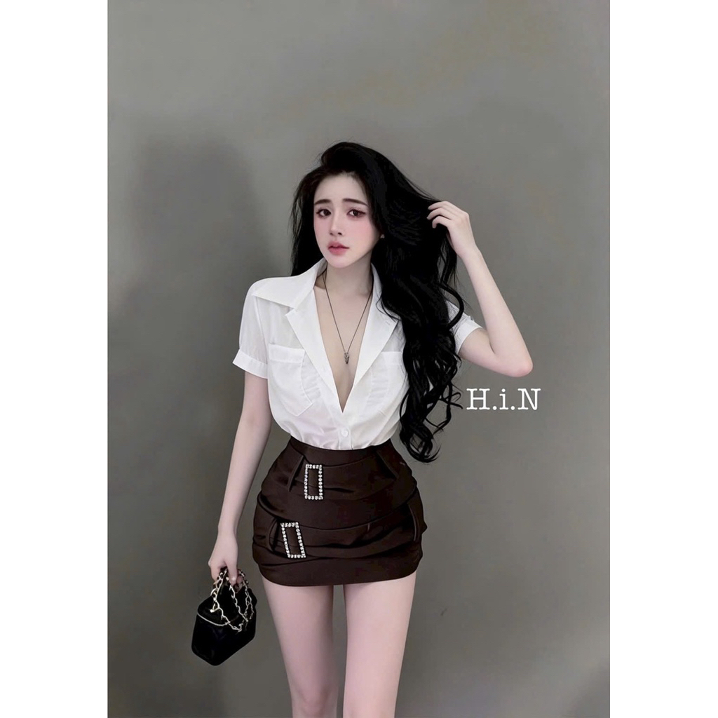 set sơ mi mix cv vạt lệch New