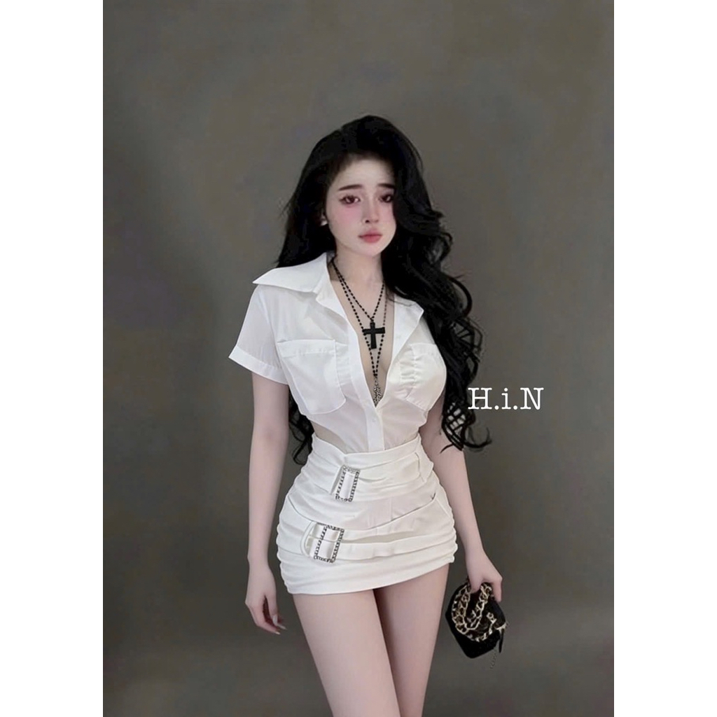 set sơ mi mix cv vạt lệch New