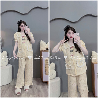 Bộ bầu- bộ sau sinh-BỘ QDAC VÂN MÂY CỔ SEN 3 NƠ-5 màu, áo có khoá kéo, quần có chun chỉnh