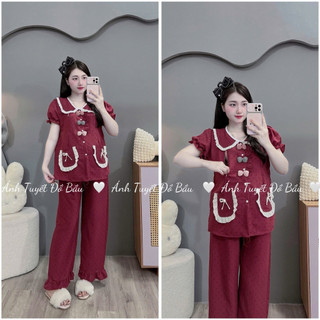 Bộ bầu- bộ sau sinh-BỘ QDAC VÂN MÂY CỔ SEN 3 NƠ-5 màu, áo có khoá kéo, quần có chun chỉnh