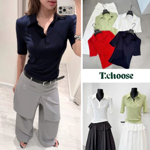 Áo thun polo nữ cổ bẻ ngắn tay, áo thun dáng ôm 88481 TCHOOSE