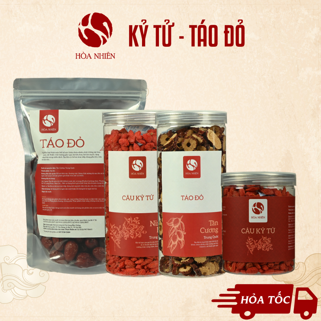 Táo Đỏ Kỷ Tử, trà Táo Đỏ Kỷ Tử pha cùng Long Nhãn, hoa Cúc Chi – Hòa Nhiên