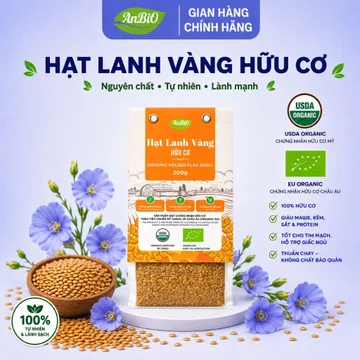 Hạt Lanh Vàng Hữu Cơ Anbio 200g - Hạt Sạch Loại 1, Giàu Omega-3 & Chất Xơ