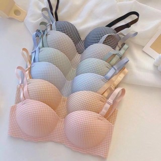 Áo Ngực Su Kẻ Ca Rô Mút Vừa Thông Hơi, Áo Lót Nữ Không Gọng Cúp Ngang, Nâng Ngực Đẹp AMYBRA A923