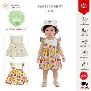 Đầm Hoa Bé Gái Cotton Cao Cấp Mềm Mịn Thoáng Mát BAMBINO 9 Tháng-4 Tuổi [DSB057]