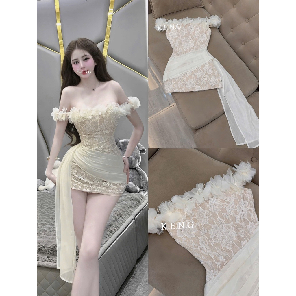 body ren vạt đính hoa tay  sz s,m