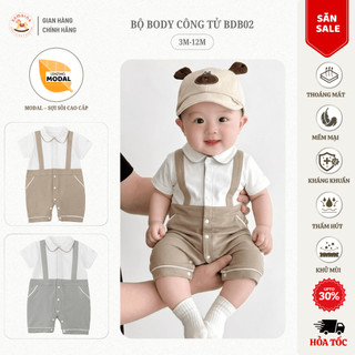 Body Bé Trai Modal 7A Cao Cấp Mềm Mịn Thấm Hút Thoáng Mát BAMBINO Công Tử 3-12 Tháng [BDB02]