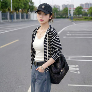 Áo khoác THUN nữ MOLADY có nón khóa kéo mượt mà phối sọc cá tính K636