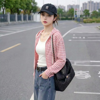 Áo khoác THUN nữ MOLADY có nón khóa kéo mượt mà phối sọc cá tính K636