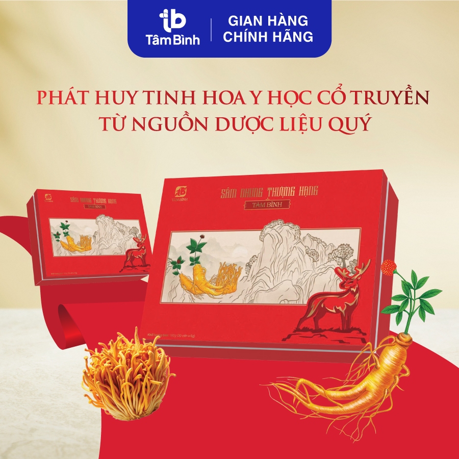 Sâm Nhung Thượng Hạng Tâm Bình - Hàm lượng sâm (25%) giúp hỗ trợ bồi bổ cơ thể, giảm mệt mỏi, căng thẳng, suy nhược