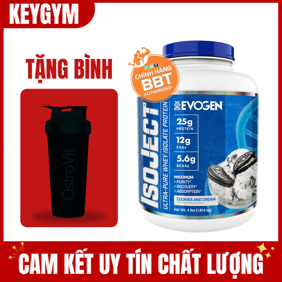[TẶNG BÌNH][HÀNG BBT] Evogen IsoJect 4lbs, Sữa Đạm Hỗ Trợ Tăng Cơ Nạc - 25G Protein - KEYGYM