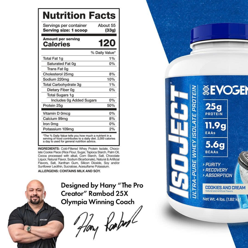 [TẶNG BÌNH][HÀNG BBT] Evogen IsoJect 4lbs, Sữa Đạm Hỗ Trợ Tăng Cơ Nạc - 25G Protein - KEYGYM