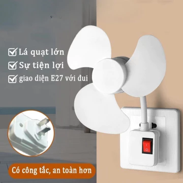 Quạt Trần Mini Gắn Đui Đèn E27 Kèm Phích Cắm – Quạt Trần Mini 3 Cánh Làm Mát Phòng, Quạt Tiết Kiệm Điện Cho Phòng