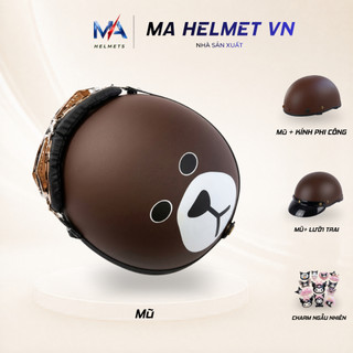 Mũ Bảo Hiểm Nửa Đầu 1/2 Có Kính Phi Công MA HELMETS – Mũ Biker Retro Cá Tính Đi Phượt Nhiều Tem