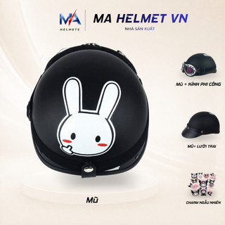 Mũ Bảo Hiểm Nửa Đầu 1/2 Có Kính Phi Công MA HELMETS – Mũ Biker Retro Cá Tính Đi Phượt Nhiều Tem